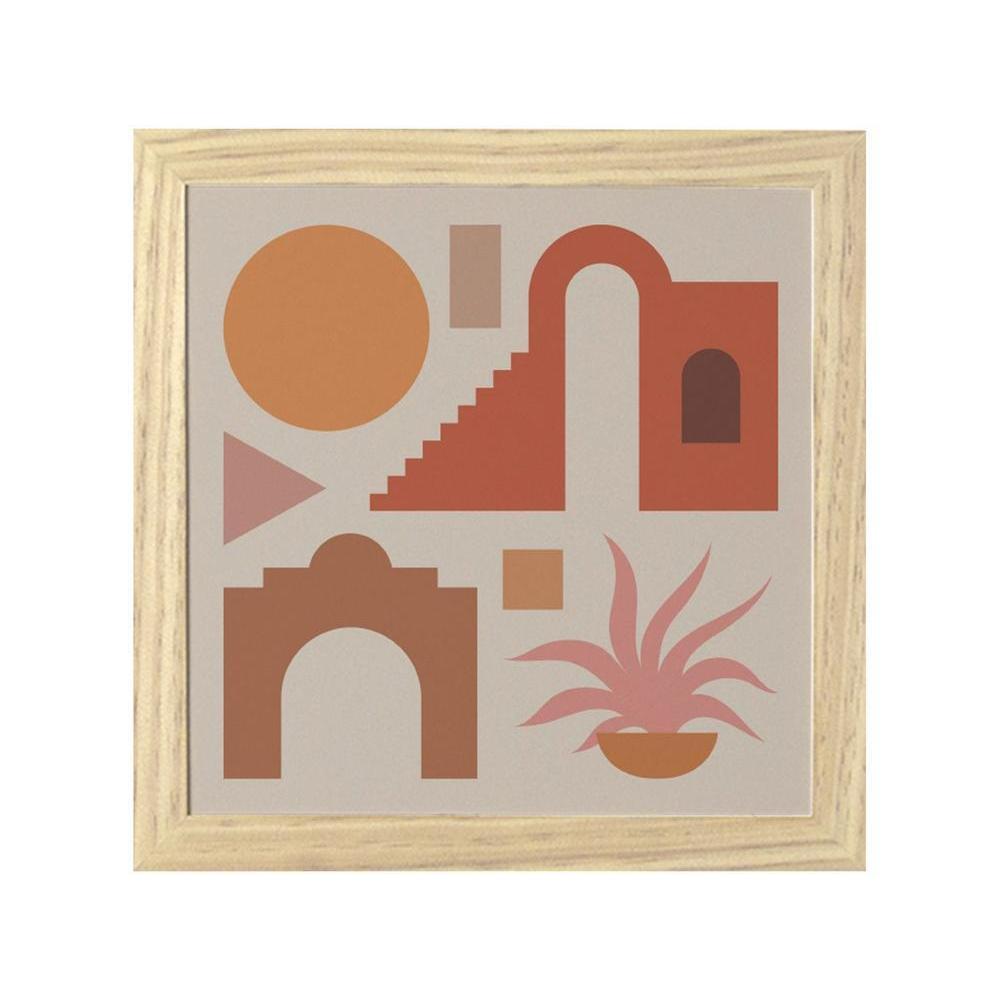 Quadro Decorativo Mid Century Casinha 23,5x23,5cm