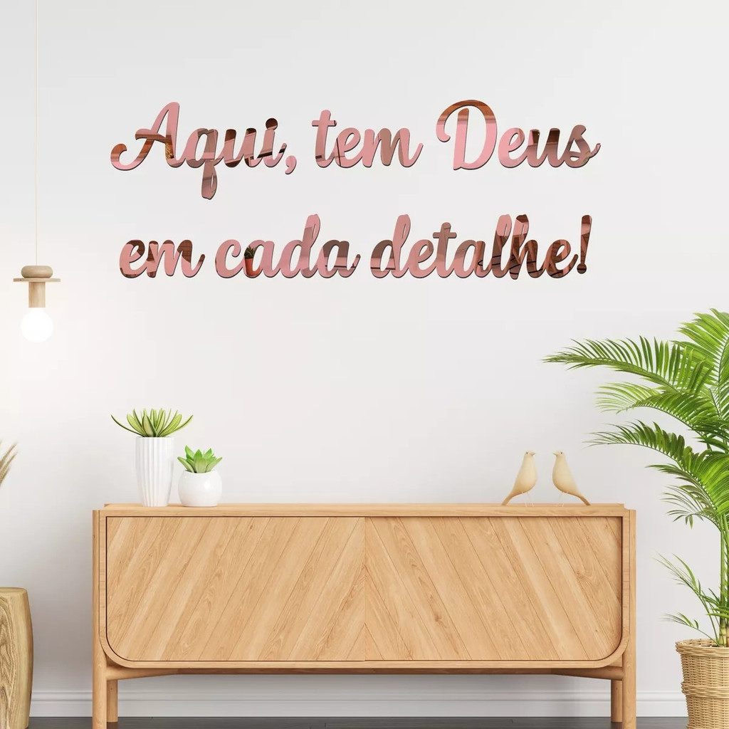 Espelho Decorativo Frase Aqui, Tem Deus Em Cada Detalhe!