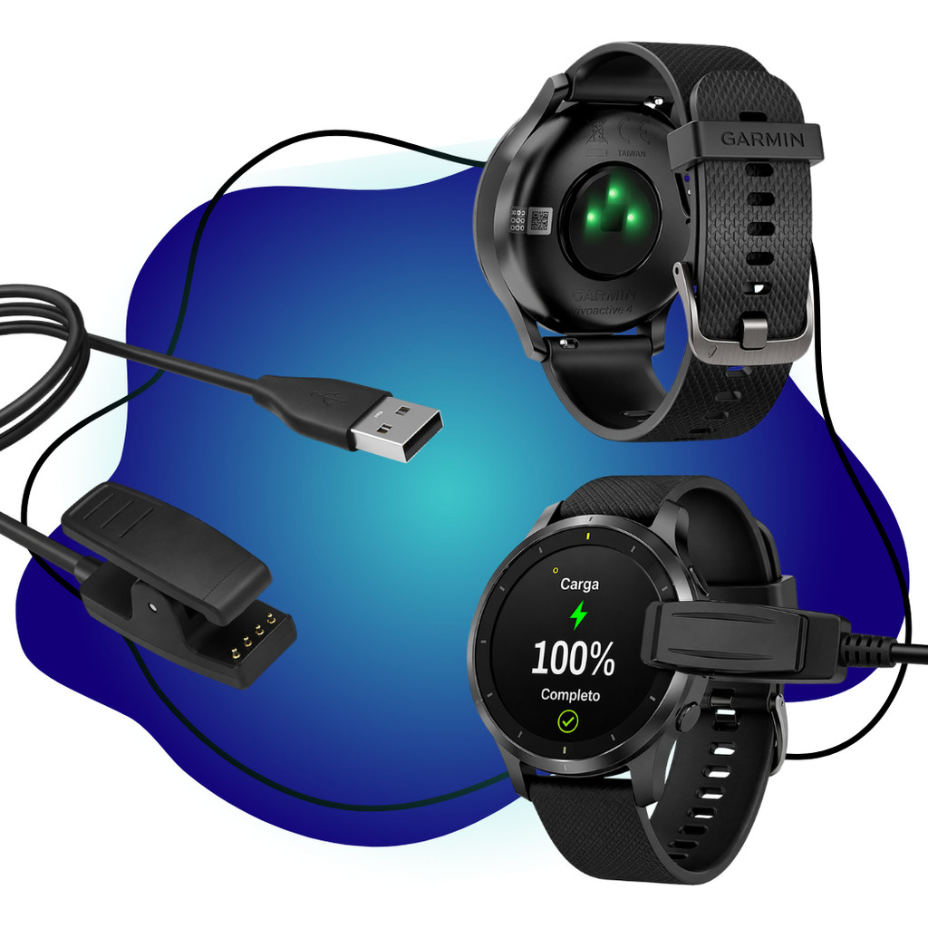 Carregador Para Garmin 235 + 645 Music + 735xt + 35 + Vivomove Hr USB Cor Preto