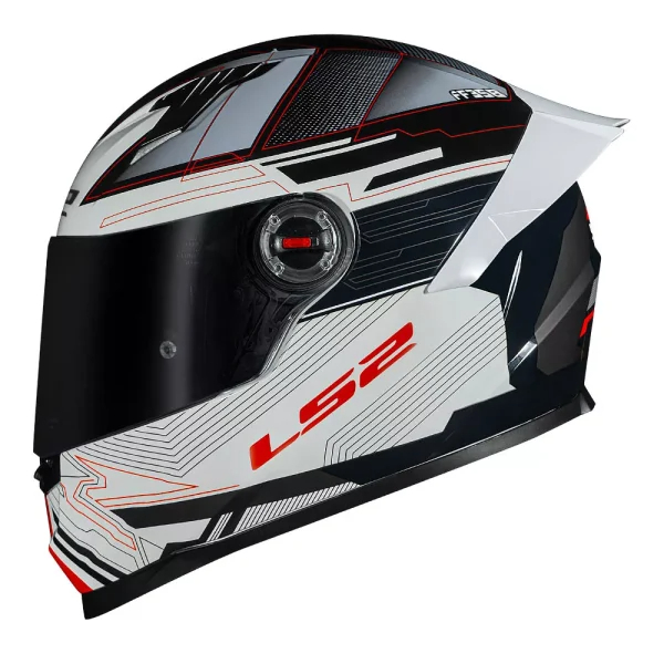 CAPACETE LS2 FF358 CLASSIC S EVO DIGITAL – Preto Branco e Vermelho