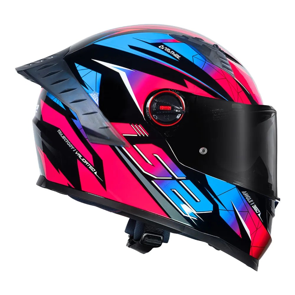 Capacete Ls2 FF358 Classic Pro Airline Rosa Azul Roxo C/ Spoiler Aerofólio Masculino Feminino