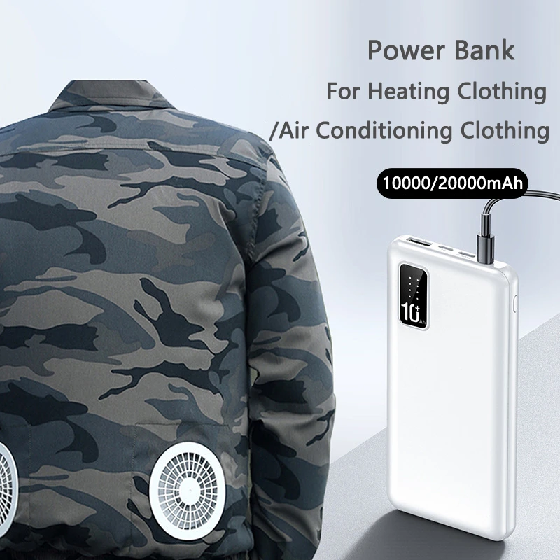 20000mAh Power Bank for Heated Vest Jacket Air Condition Clothes Powerbank with 7.4V DC Port Bateria for iphone All Smartphones
