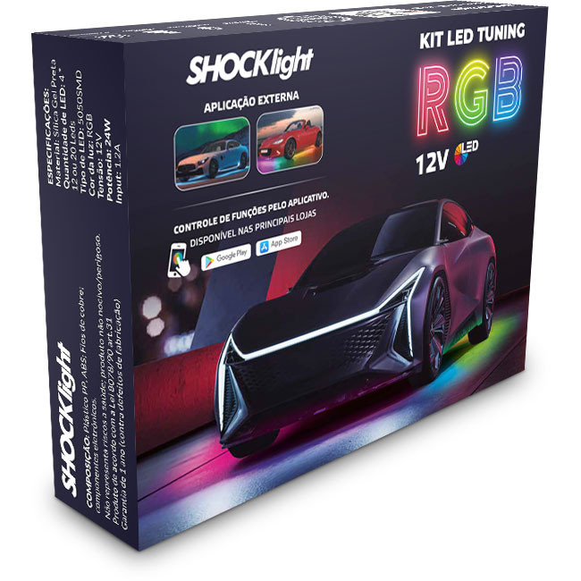 Kit Led Atmosferico Tuning Externo Rgb 90x120 Led Shocklight
