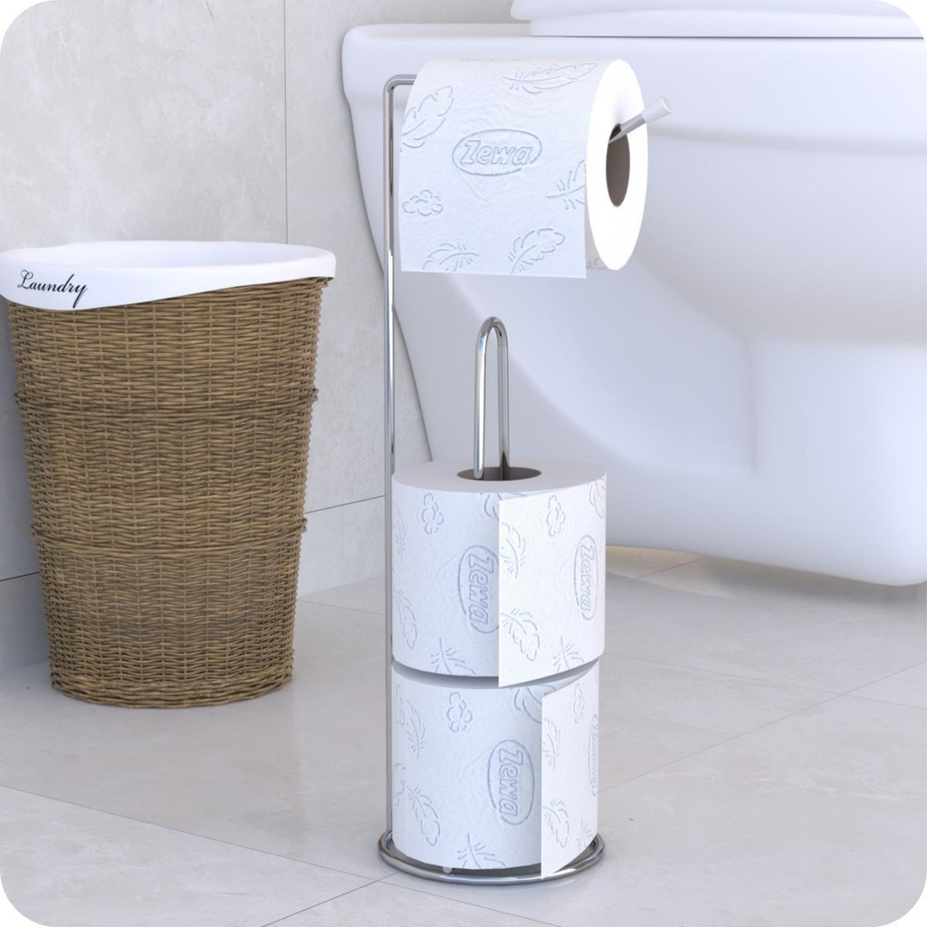 Porta Papel Higiênico De Chão Suporte Papeleira Cromado ARM
