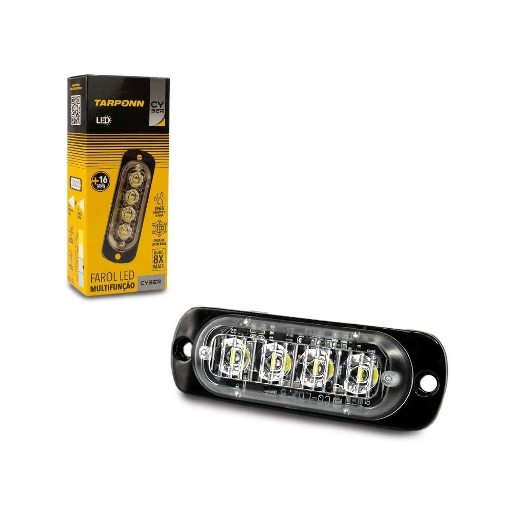 FAROL STROBE MULTIFUNÇÃO CYBER 4 LEDS IP65 12 24V TARPONN