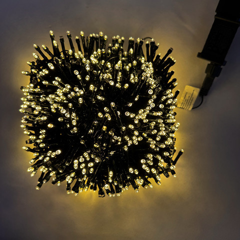 Cordão de Luz 1000 LEDs Branco Quente com Efeito Strobe Bivolt – 20m Fio Verde (Florarte)