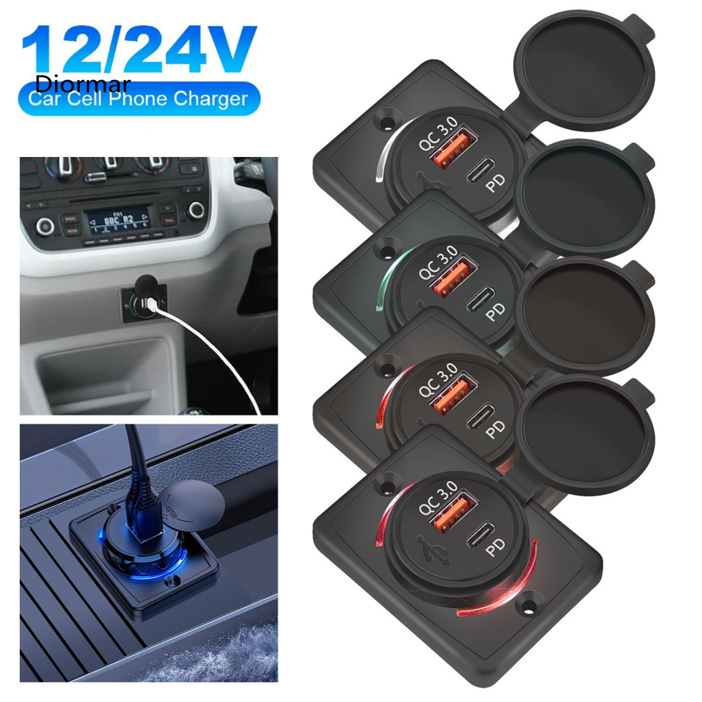 Dust Protection Car Charger with Reversible Cover 48w Dual Pd Wall Mount Usb Ports Fast Charging 12v-24v Adapter for Pho