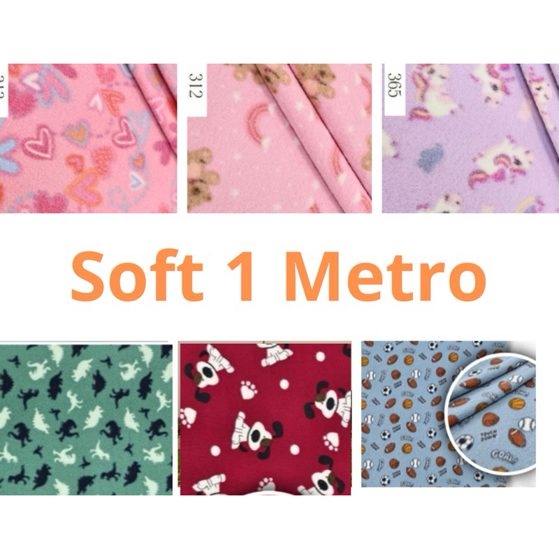 Tecido Soft Estampado 1,60m de largura para artesanatos pijamas tecidos de inverno