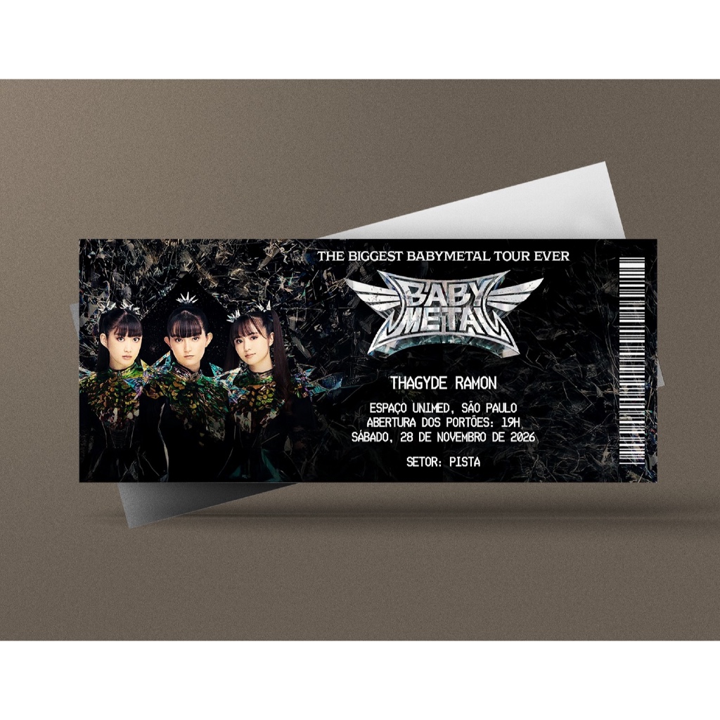 Ingresso Holográfico Personalizado BabyMetal - The Biggest Babymetal Tour Ever