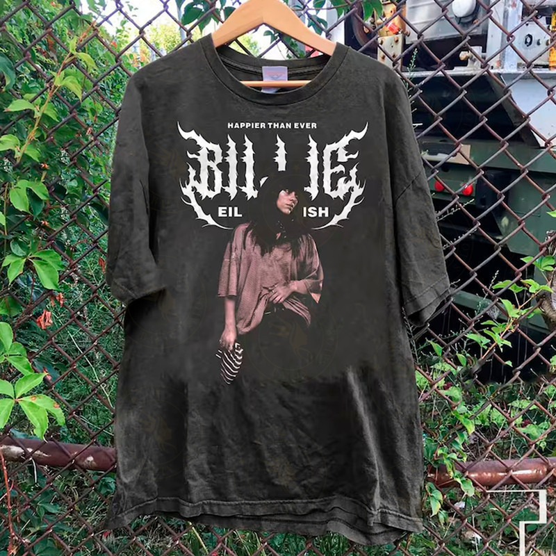 Camiseta Unissex Oversized Plus Size Feminina Masculina Billie Eilish Happier Than Ever Algodão Unissex