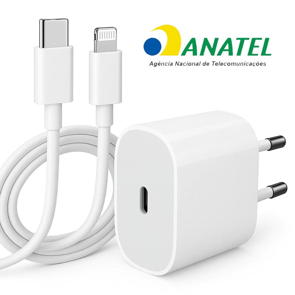 Carregador IPhone  Fonte + Cabo 30w com iPhone 11/12/13/14 Pro/Xr/Xs USB-C Lacrado