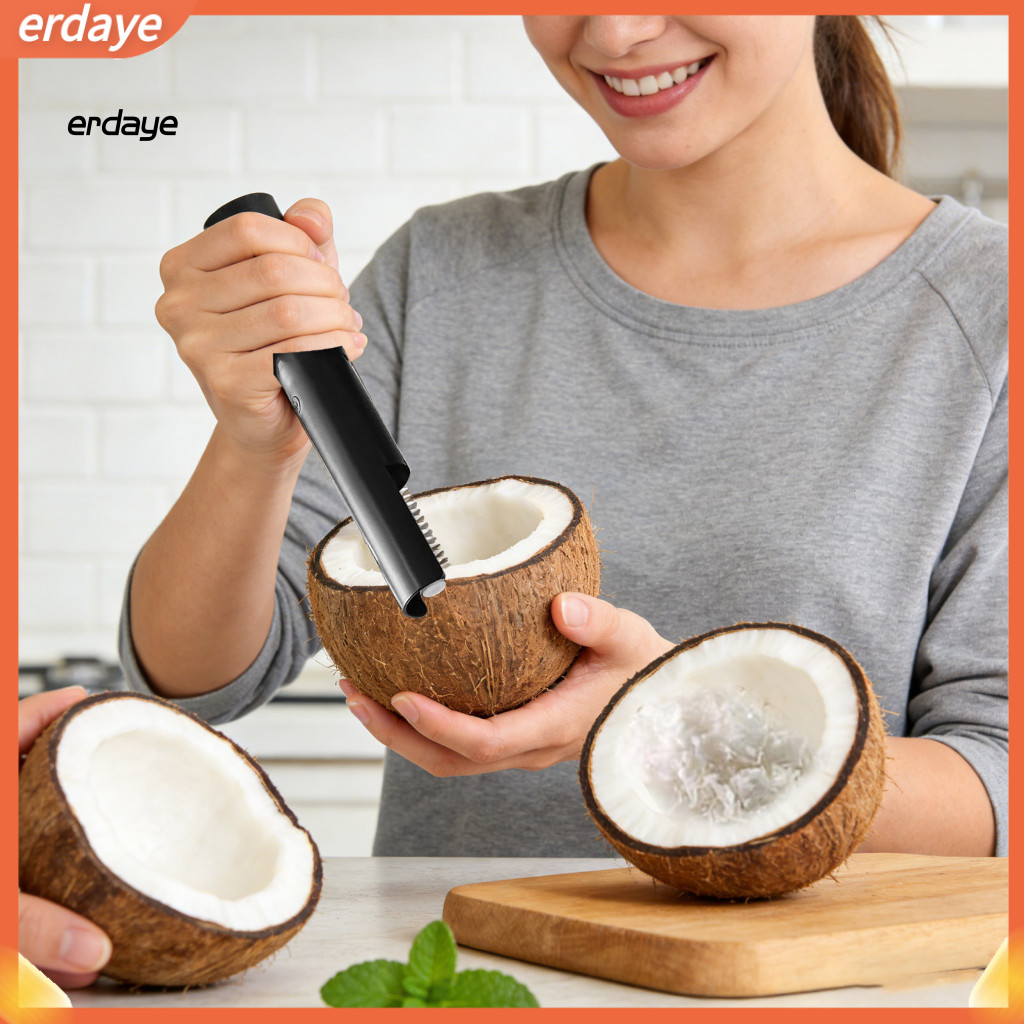 Efficient design: Electric coconut grater stainless steel rotating blade quickly shreds meat saving time and