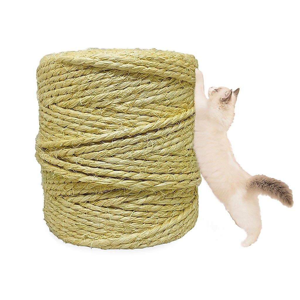 Corda De Sisal Natural 5mm X 180m Fio de Sisal Perfeito para Arranhador Gato Pet Friendly Não Tóxico