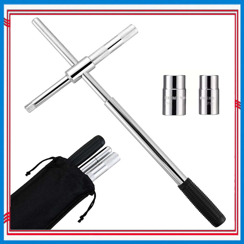 5 Peças Chave de roda estendida universal resistente, chave de porca de 4 vias com soquetes de 17/19/21/23 mm, portátil