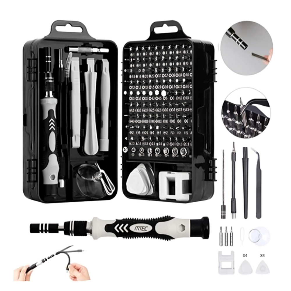 Kit Chaves Precisão 115 em 1 Magnético Profissional Reparo Celular Notebook PC Console Relógio