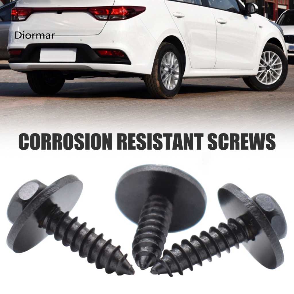 Anti-aging Screws Self Tapping 10 Pcs Black Hex Head Self-tapping with Gasket Plastic Retainer Clips Anti-rust Coating D