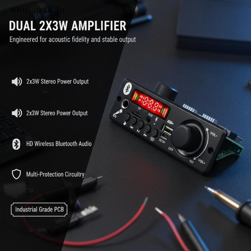 Placa Amplificadora De Modificação De Áudio De Carro wei 2 * 3W 5V MP3 WMA Decodificador Rádio FM Suporte Para Microfone