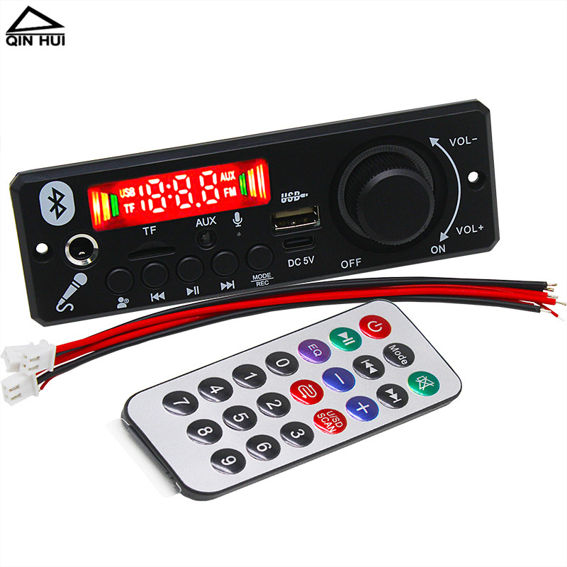 5V com microfone amplificador de potência 2*3W Bluetooth 5.0 placa de decodificação canal duplo suporte chamada mãos-liv
