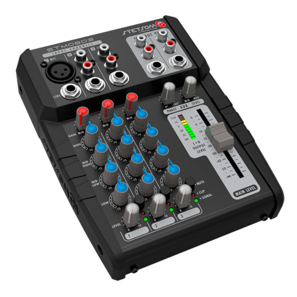 Mesa de Som Automotivo Stetsom STM-803 3 Canais Auxiliar 12v Rca Microfone Equalizador 4 Bandas