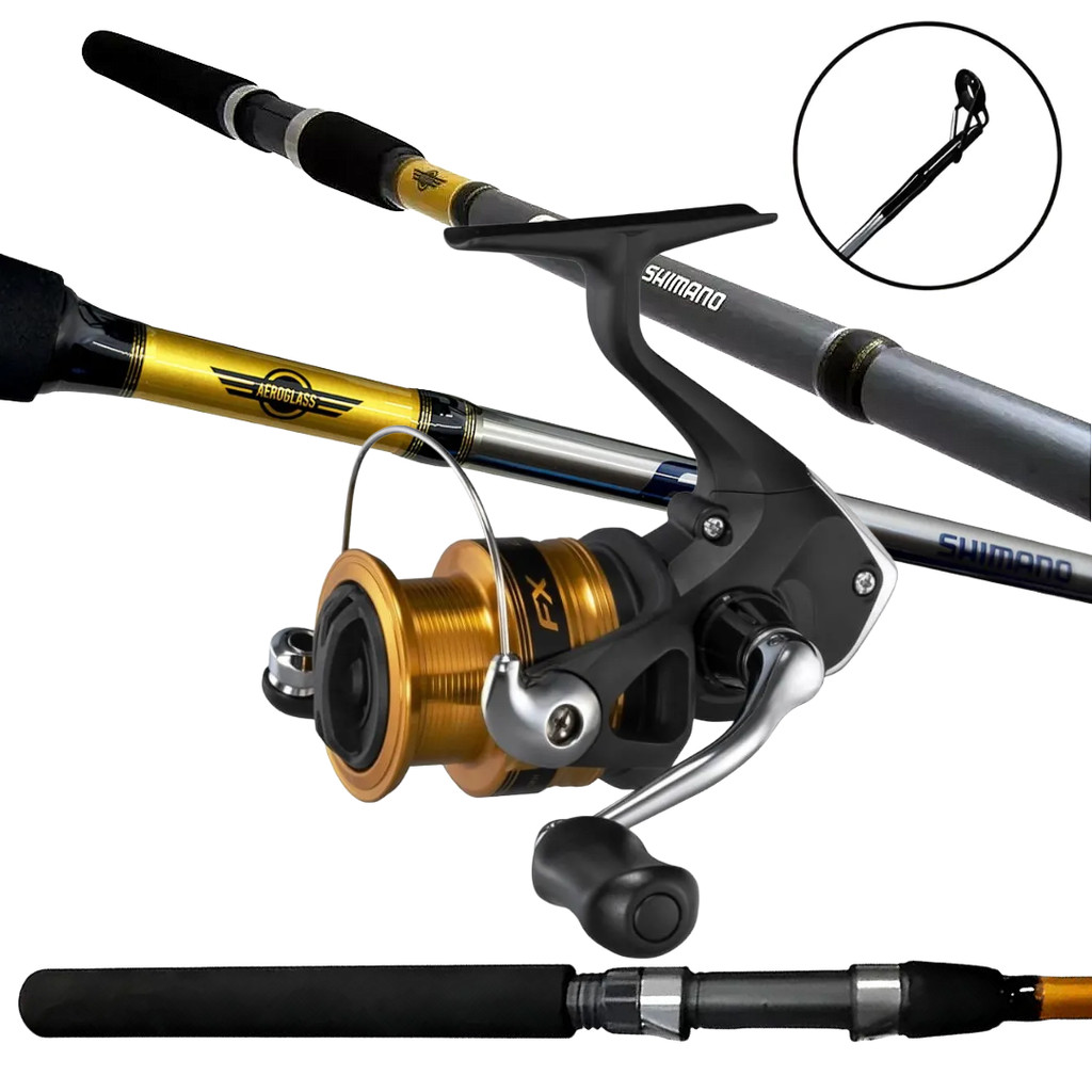 KIT DE PESCA PESCARIA PROFISSIONAL LEVE UTRA LIGHT SHIMANO COMPLETO VARA FX 1.68M E MOLINETE FX 2000 - PEIXE PEQUENO