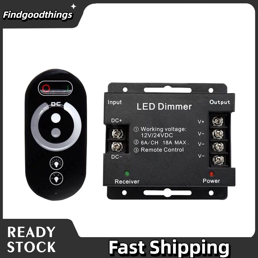Findgoodthings-br PWM LED Light Strip Dimmer DC 12V-24V 18A Switch com toque remoto Função de memória de ajuste de