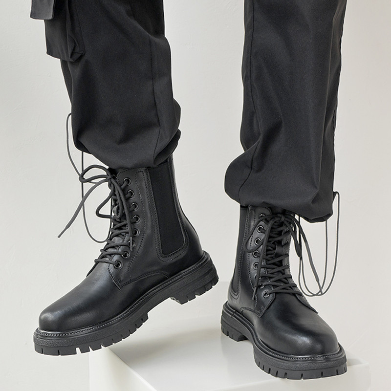 Chelsea botas masculinas estilo britânico ins na moda sapatos de couro de alta qualidade preto Retro Martin botas de car