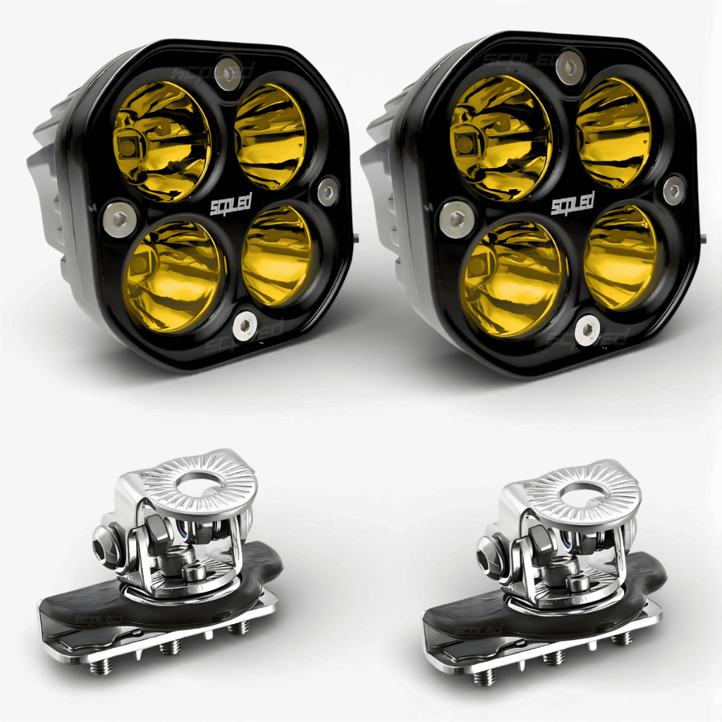 Par Farol Milha LED Âmbar 40W Com Suporte de Capo 12/24V Jeep Troller  4x4 Off Road Trilha Universal