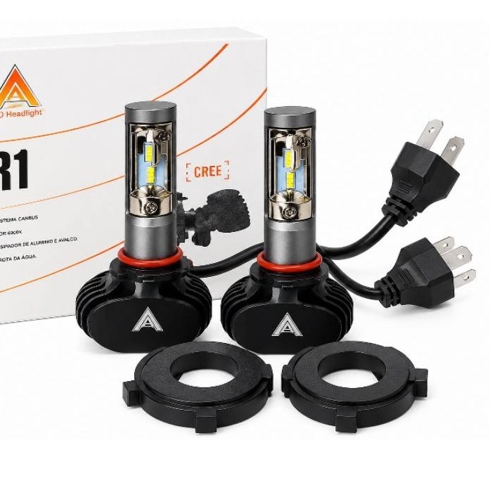 Kit 2 Lâmpadas LED H4 R1 Super Branca 6000K Farol Alto e Baixo 40W 12V 24V Canbus Automotiva