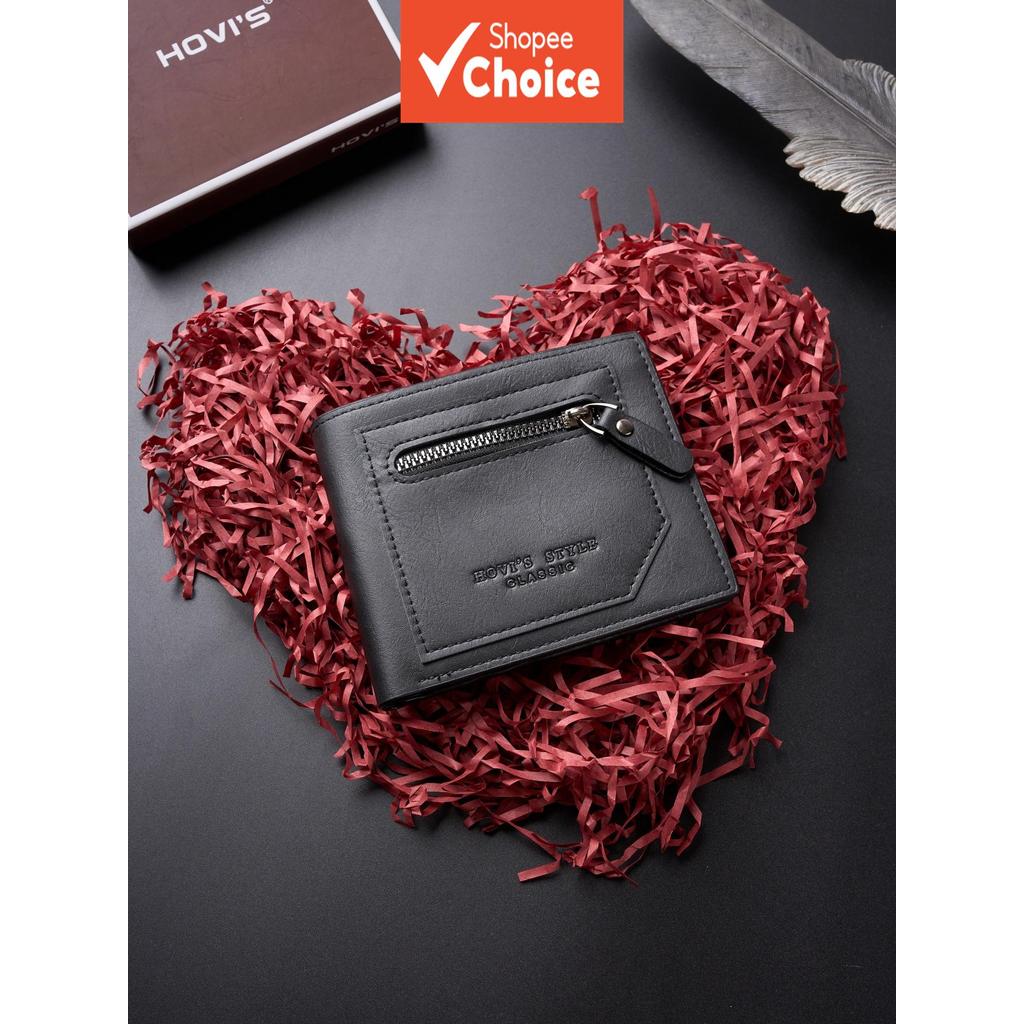Carteiras Masculinas Retrô De Negócios Com Zíper Curto Bifold Bolsa De Moedas De Grande Capacidade