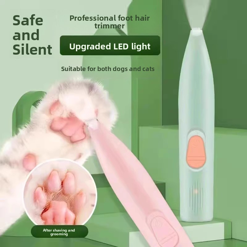 Gato pé barbeador cão pé barbeador Pet pequena máquina de cortar cabelo elétrica recarregável LED luz Trimmer