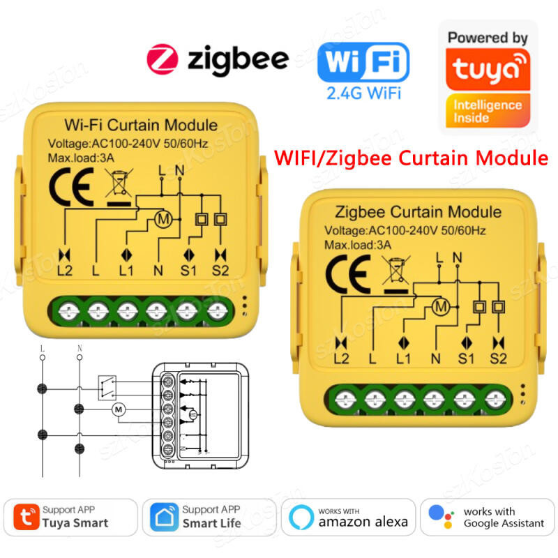 Tuya SmartLife WiFi Zigbee Curtains Switch Connected Roller Shutters Controle De Persianas Motor GoogleHome Alexa Janela