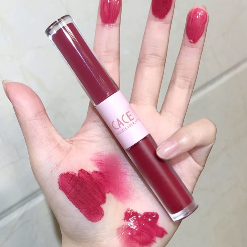 Clear Girl ~ Double-Headed Lip Gloss Lip Gloss Matte Matte Lip Gloss Hidratante Hidratante Vidro Student Layering Ba
