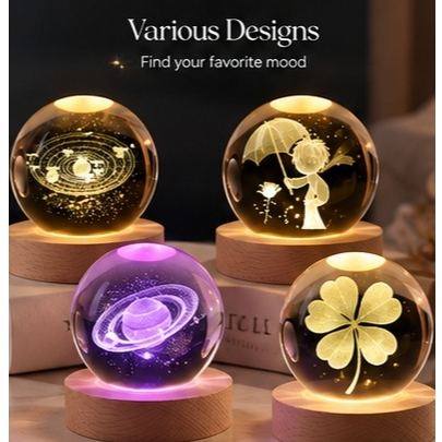 Aromood Modern Crystal Ball LED Mood Light Com Caixa De Presente | Lâmpada Noturna Decorativa Alimentado Por USB