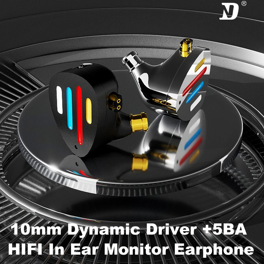 ND X12 Wired IEM Earphones 10mm Dynamic Driver +5BA HIFI In Ear Monitor Earphone Hybrid Earbuds Adjustable With Detachable Cable