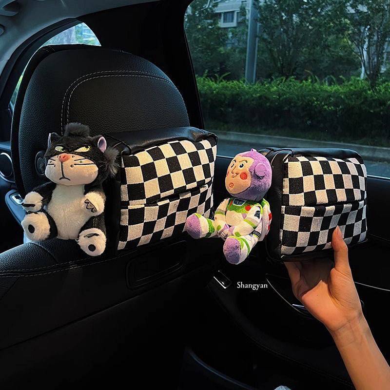 Car Tissue Box Armrest Box Creative Cute Tissue Box Car Interior Ornaments Car Hanging Doll Paper Extraction Box F4Uj