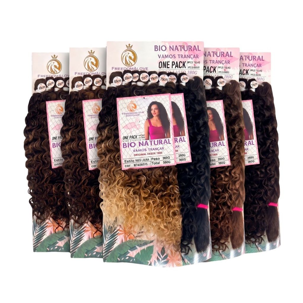 Cabelo Fibra Bio Natural Estilo Miss Laura 380g Cacho Macio e Leve Freedom & Love