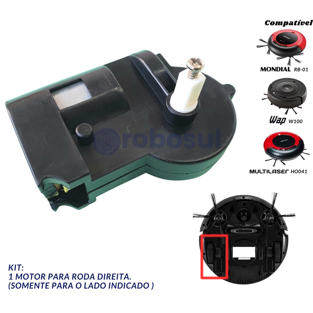 Motor da Roda Direita Para Robô Mondial RB01 Multilaser HO041 Wap W100