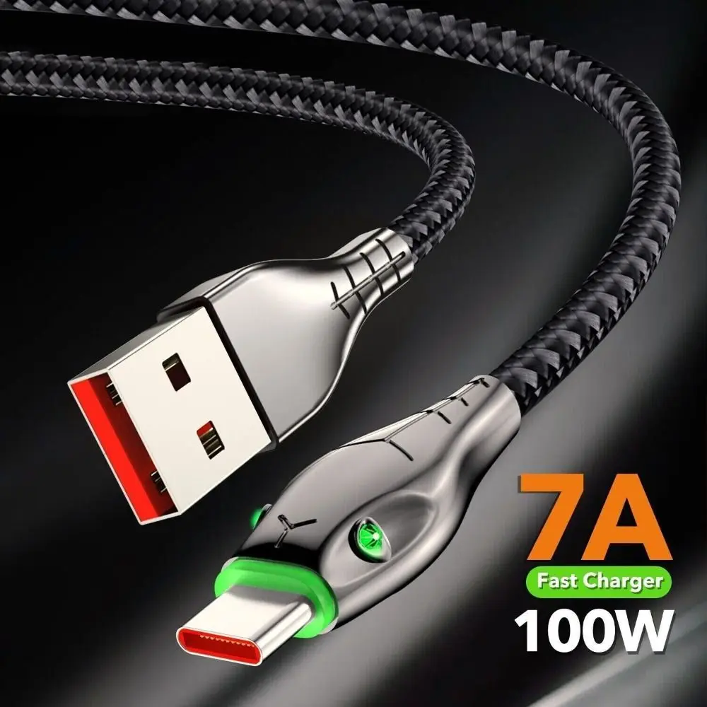 100W Fast Charger Upgrade 7A USB Type A to C Cable Type C Durable Data Wire Type-C Fast Charger for HUAWEI Xiaomi Samsung