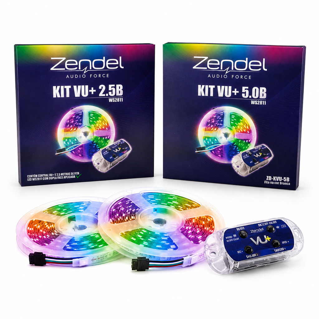Fita LED RGB Digital Endereçável WS2811 Reativa ao Som VU+ 12V 60 LEDs IP20 2.5M/5M Som Auto Zendel