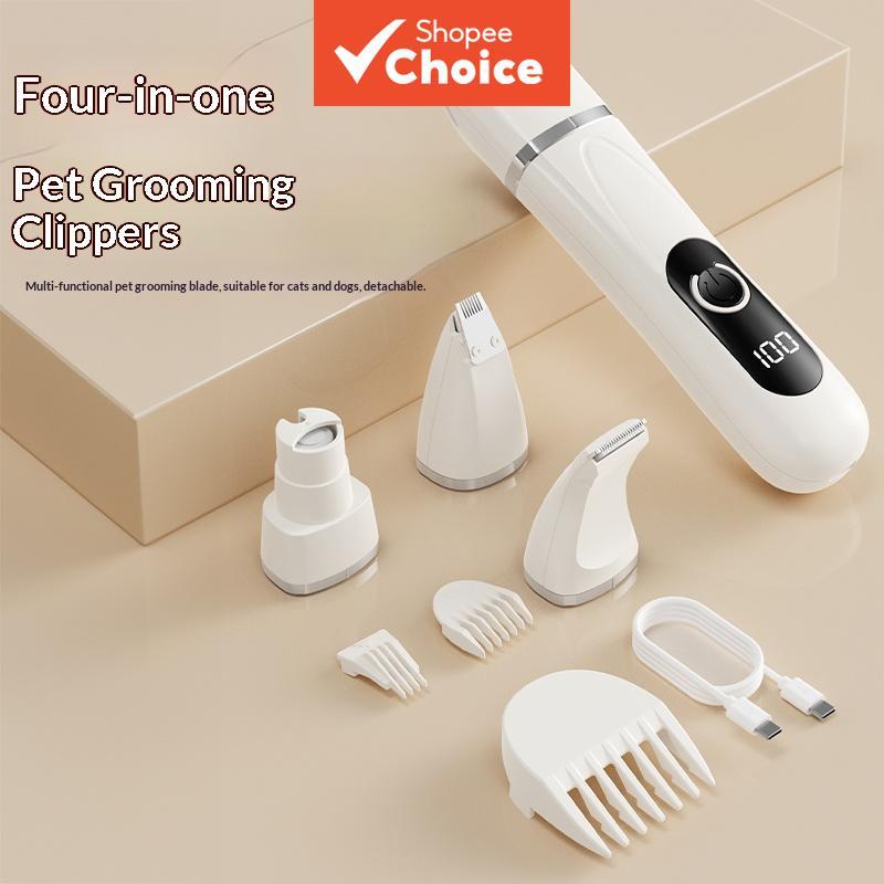 Clippers para cães 4 em 1 sem fio, aparador de pelos de animais com baixo ruído, lâminas removíveis e recarregável via