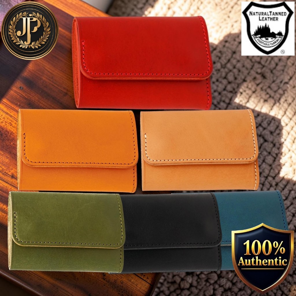 Tochigi Leather Tri-Fold Wallet, Genuine Vegetable-Tanned Cowhide, Slim Compact Short Wallet
