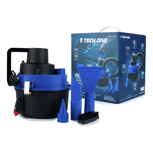 Aspirador Automotivo 100w Tech One De Pó E Líquido 12v Preto e Azul Lavagem Carro Promoção
