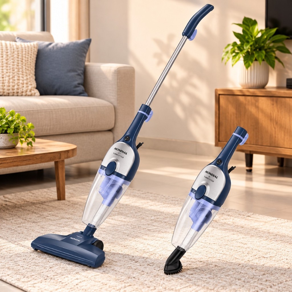 Aspirador de Pó Mondial Turbo Cycle HEPA AP-41-BLI 1550W Vertical e Portátil Azul/Inox