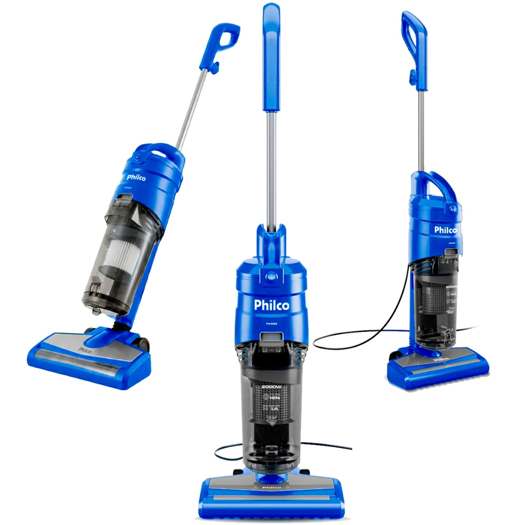 Aspirador De Pó Vertical E Portátil De Mão Philco Power Clean 2000w 2 Litros 2 Em 1 Azul PAS32