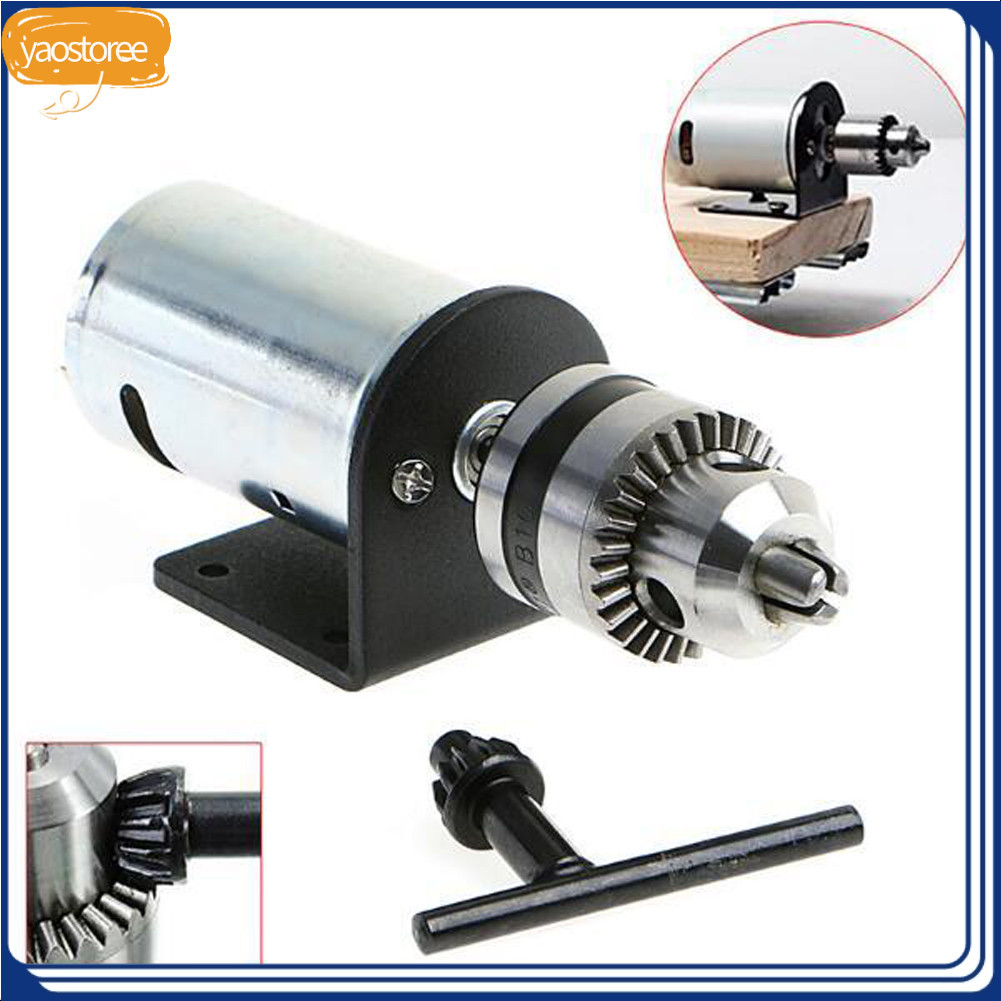 Yaostoree.br Motor de prensa de torno Jiawu High DC 12V-36V com mini mandril de broca para tornos e fresadoras prata