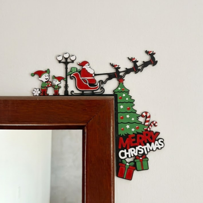 Canto de Porta de Natal Decoração Enfeite Natalino Merry Christmas