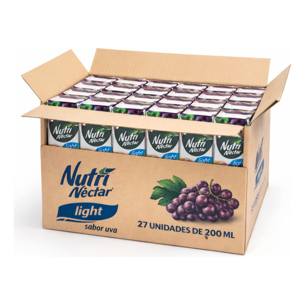 Suco de Caixinha Light Nutrinécta 200 ML Caixa Fechada Com 27 Unidades Ideal lanches Passeios Escola