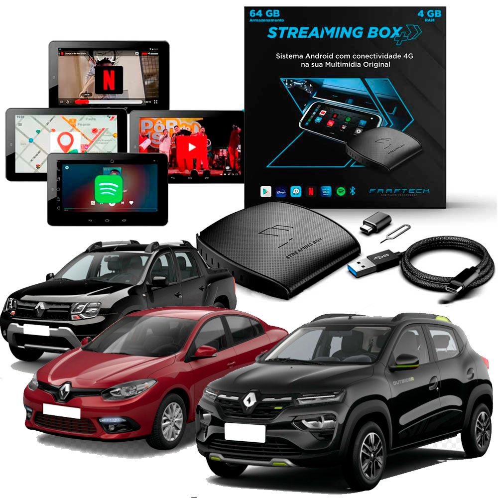 Streaming Box Light Faaftech - 4GB RAM 64GB  Android 11 Processador Quad-Core Carros Renault