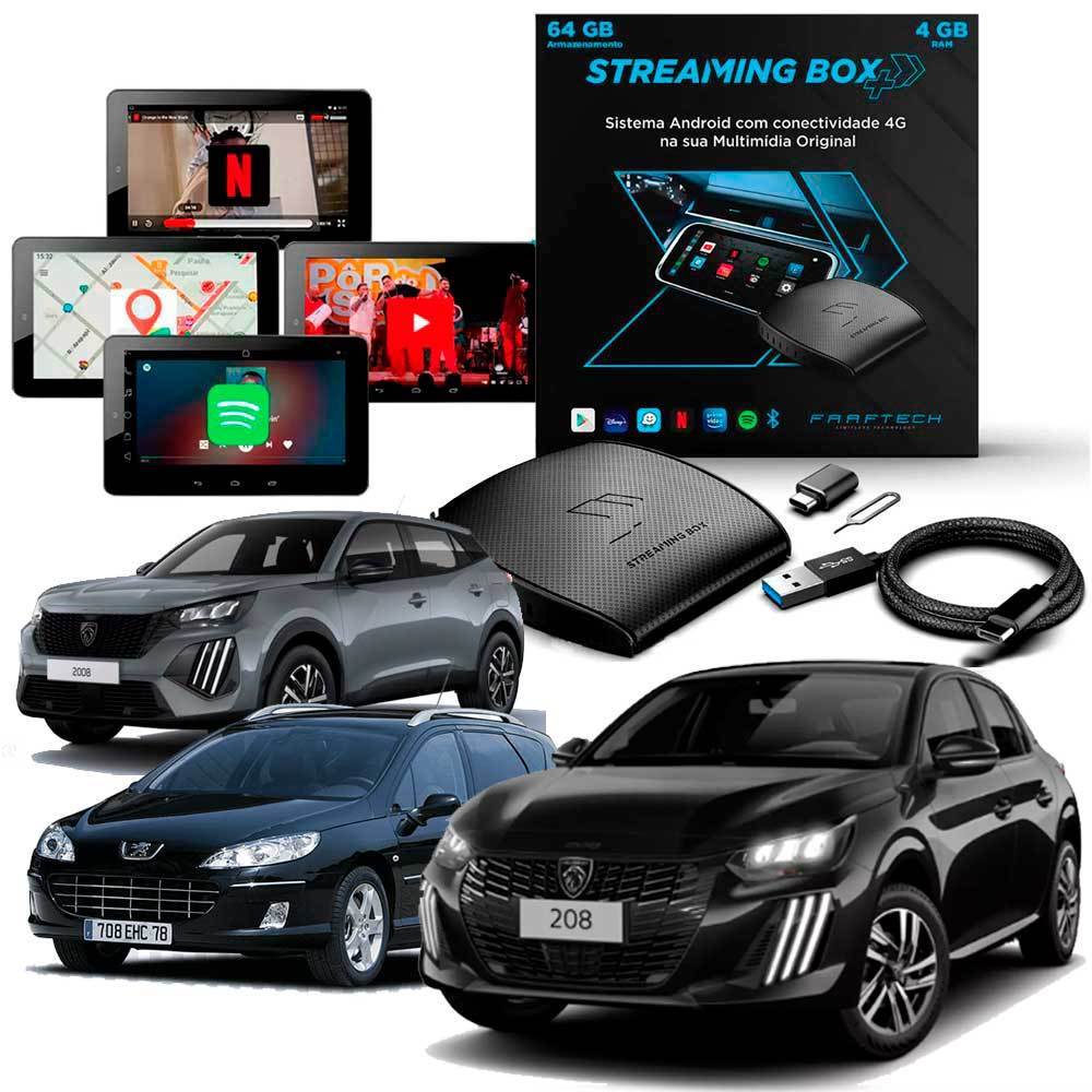 Streaming Box Light Faaftech - 4GB RAM 64GB  Android 11 Processador Quad-Core Carros Peugeot
