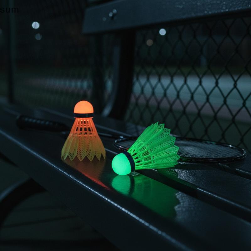 [sum] LED Glow Badminton Shuttlecos 1/3 Pa Birdies Noturnos À Prova De Vento Para Jogadores Amadores Treinamento Diário